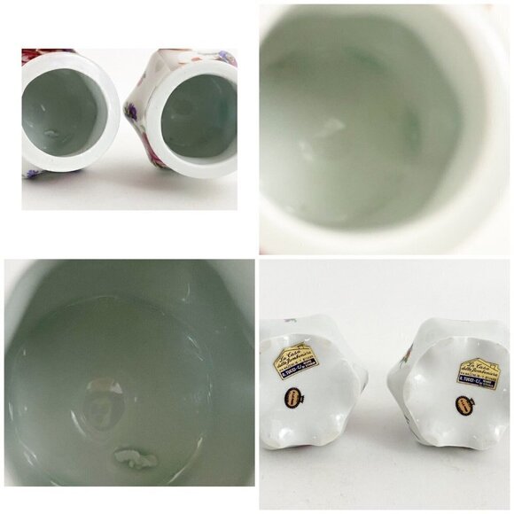 T. LIMOGE Italy Peint A La Main Dresser Vases With Lids 4” Tall Containers 2pc - Picture 11 of 12
